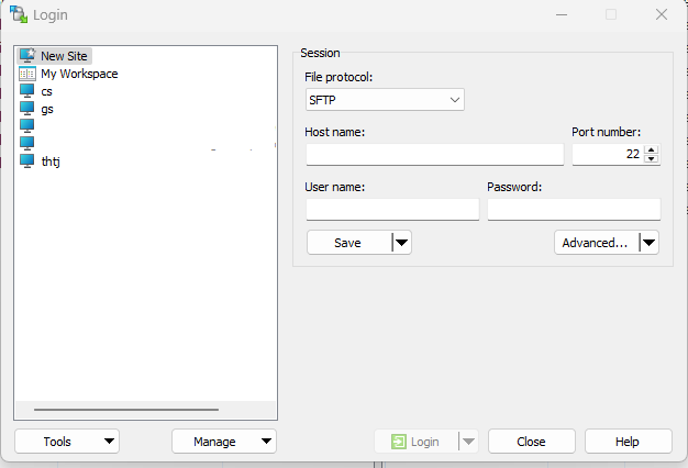 login window
